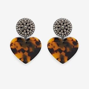 Tortoiseshell Heart Drop Earrings